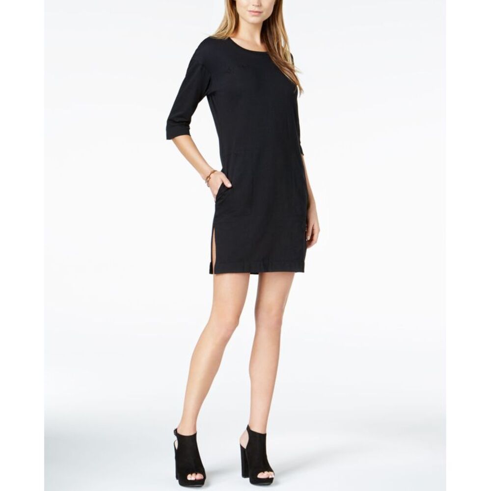 Boy Meets Girl. Cotton Embroidered Logo Slit Dress